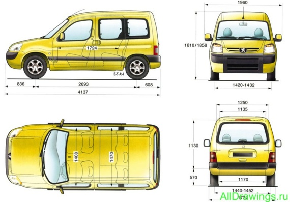 Peugeot Partner (2003) - car drawings